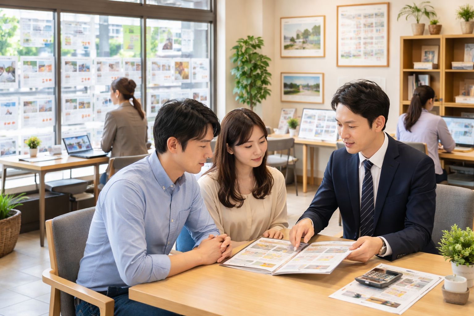 real estate agent showing property on tablet